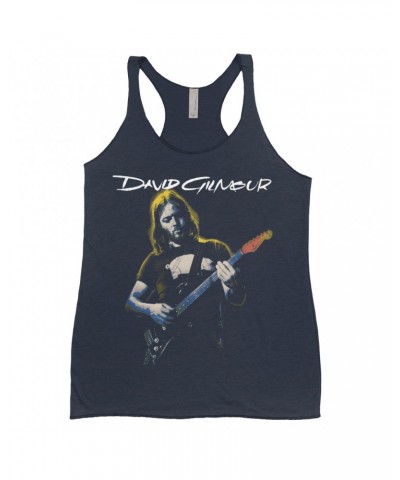 David Gilmour Ladies' Tank Top | 1977 Color Tinted Photo With Logo Shirt $8.69 Shirts