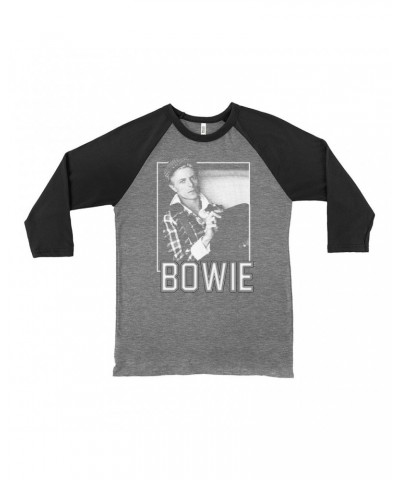 David Bowie 3/4 Sleeve Baseball Tee | Bowie In Black And White Shirt $10.78 Shirts