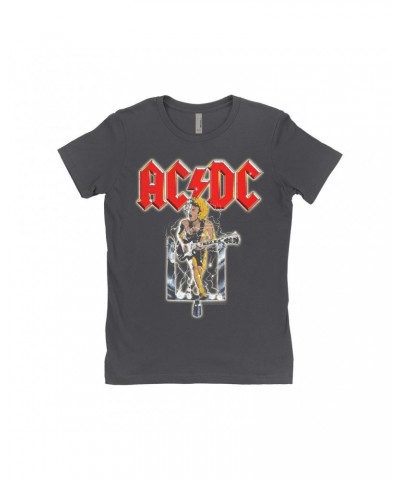 AC/DC Ladies' Boyfriend T-Shirt | Angus On The Switch Distressed Shirt $10.98 Shirts