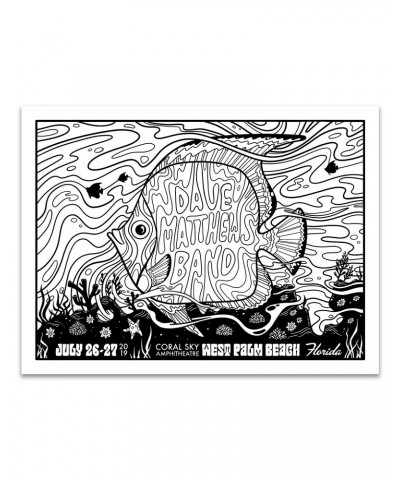 Dave Matthews Band Coloring Poster – West Palm Beach FL – 7/27/19 $5.40 Decor