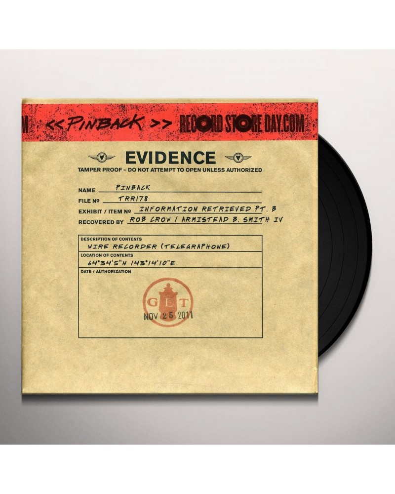 Pinback INFORMATION RETRIEVED PT B Vinyl Record - Limited Edition $4.83 Vinyl