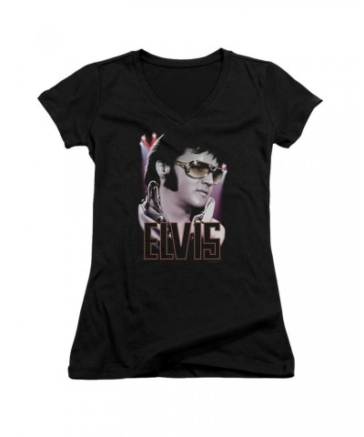 Elvis Presley Junior's V-Neck Shirt | 70'S STAR Junior's Tee $7.02 Shirts