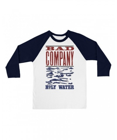 Bad Company 3/4 Sleeve Baseball Tee | Holy Water Red Blue Album Design Shirt $9.58 Shirts