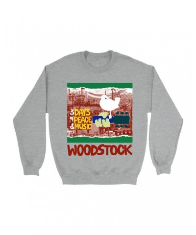 Woodstock Sweatshirt | Red Green 3 Days Of Peace Structure Design Sweatshirt $10.49 Sweatshirts