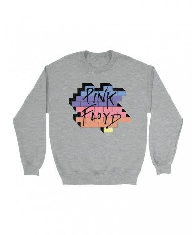 Pink Floyd Sweatshirt | Another Brick In The Wall Rainbow Ombre Image Distressed Sweatshirt $14.33 Sweatshirts