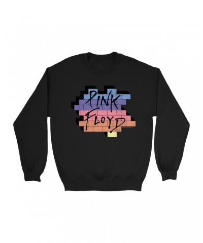 Pink Floyd Sweatshirt | Another Brick In The Wall Rainbow Ombre Image Distressed Sweatshirt $14.33 Sweatshirts