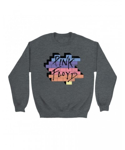 Pink Floyd Sweatshirt | Another Brick In The Wall Rainbow Ombre Image Distressed Sweatshirt $14.33 Sweatshirts