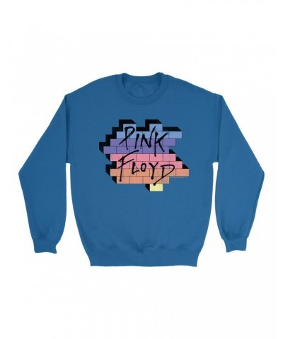 Pink Floyd Sweatshirt | Another Brick In The Wall Rainbow Ombre Image Distressed Sweatshirt $14.33 Sweatshirts