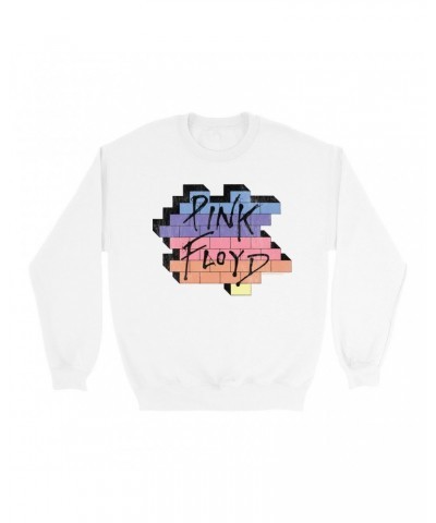 Pink Floyd Sweatshirt | Another Brick In The Wall Rainbow Ombre Image Distressed Sweatshirt $14.33 Sweatshirts