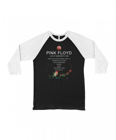 Pink Floyd 3/4 Sleeve Baseball Tee | Live At Knebworth 1990 On Stage Image Shirt $10.78 Shirts