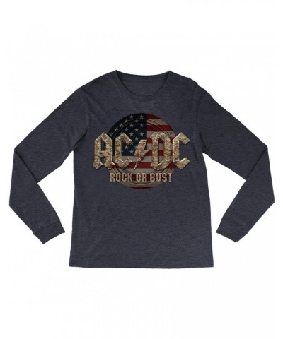 AC/DC Long Sleeve Shirt | Rock Or Bust USA Flag Shirt $9.88 Shirts